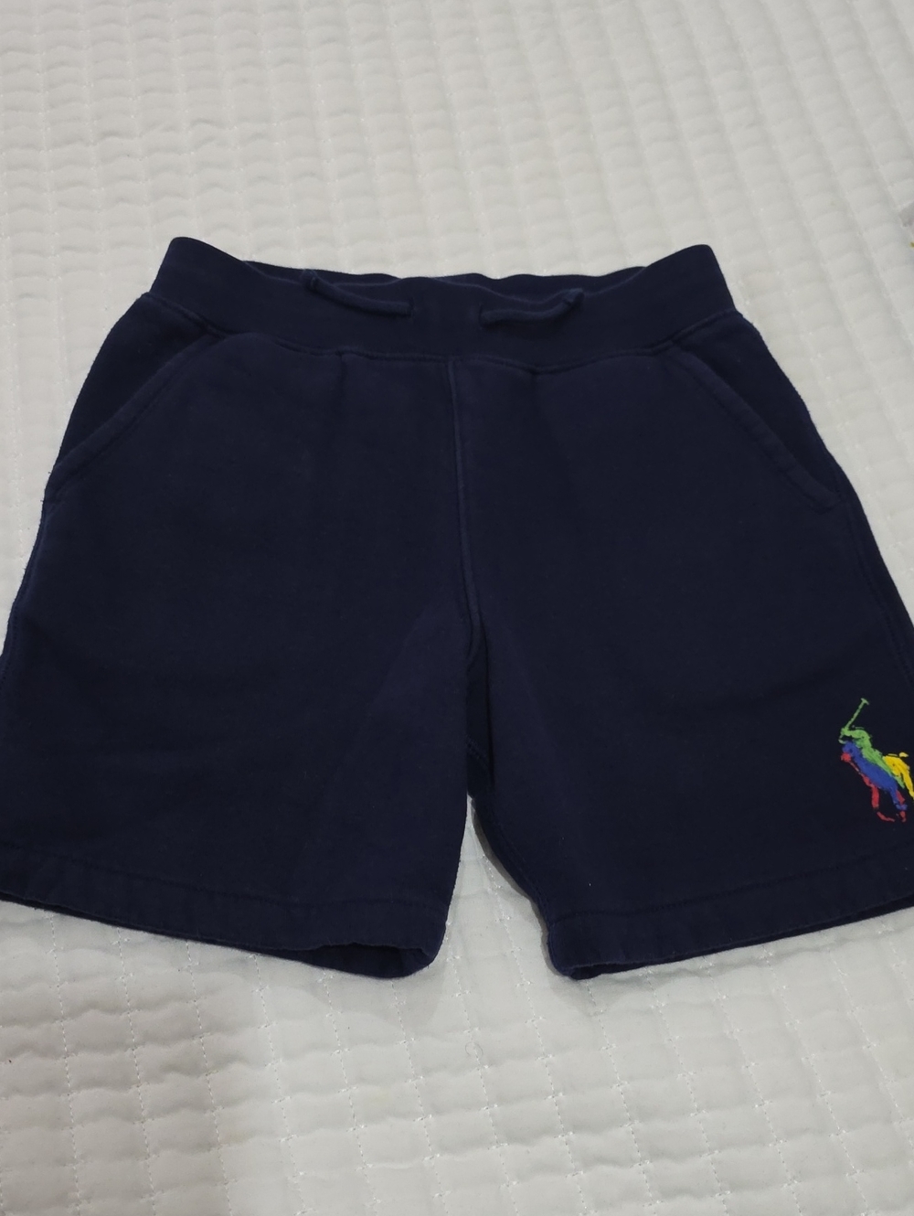 Ralph Lauren Navy Kids Shorts with Multicolor Polo Logo